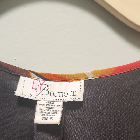 Red And Blue Floral Bold Leaf Print Maxi Dress Size 1X - Picture 2 of 3